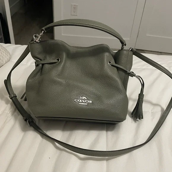 Coach Olive Green Leather Shoulder Bag - Picture 2 of 2
